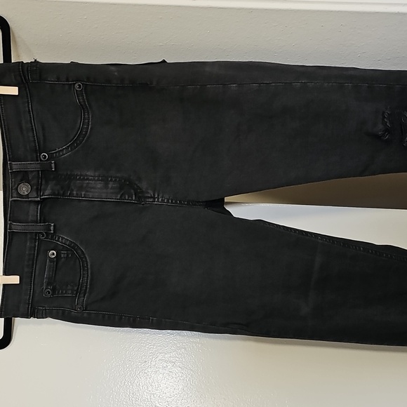 Rag & Bone High Rise Skinny Jeans Distressed Knees/Raw Hem Dark Gray Siz… - Picture 2 of 13